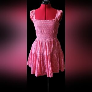 Smocked Strapless Pink Tiered Sundress